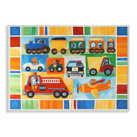 The Kids Room by Stupell Doggies Driving Vehicles Rectangle Wall Plaque, 11 x 0.5 x 15, Proudly Made in USA