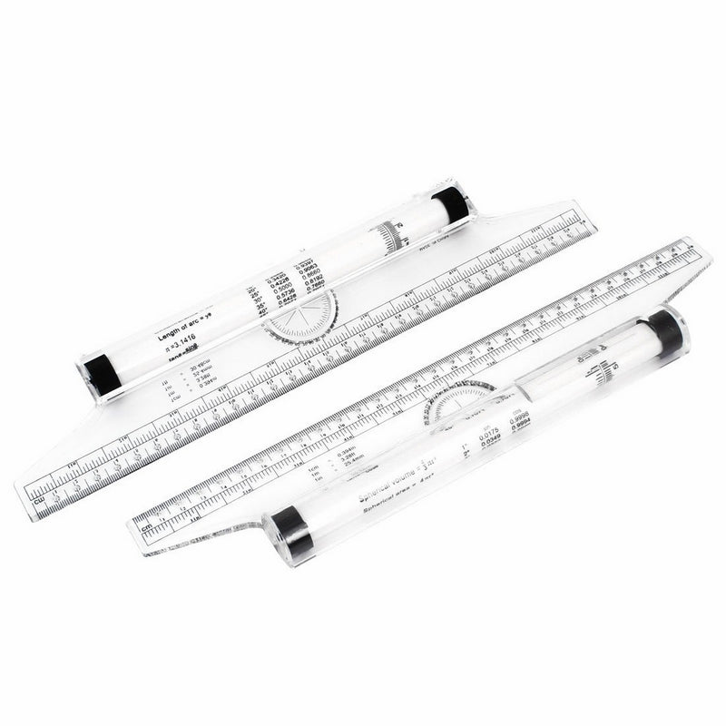 uxcell Multi Function Drawing Tool 30cm Squares Angles Parallel Line Rolling Ruler 2PCS