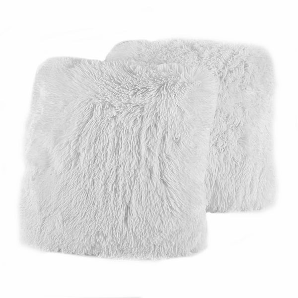 Sweet Home Collection Plush Pillow Faux Fur Soft and Comfy Throw Pillow (2 Pack), White