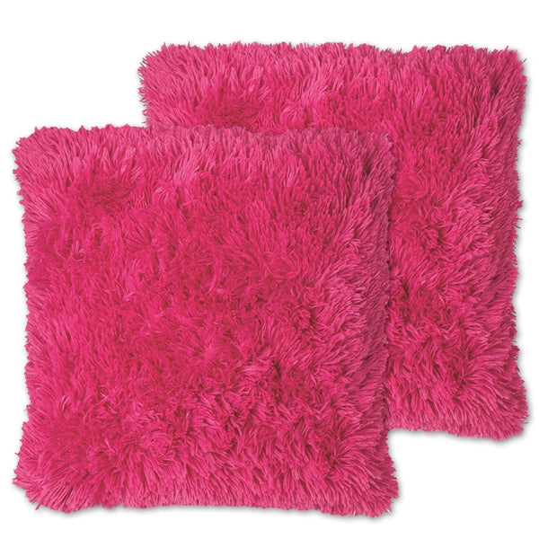 Sweet Home Collection Plush Pillow Faux Fur Soft and Comfy Throw Pillow (Pack of 2), Hot Pink