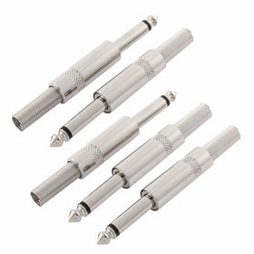 Uxcell a15060400ux0501 6.35 mm 1/4" Male DIY Mono Plug Audio Adapter Spring Connector 5Pcs