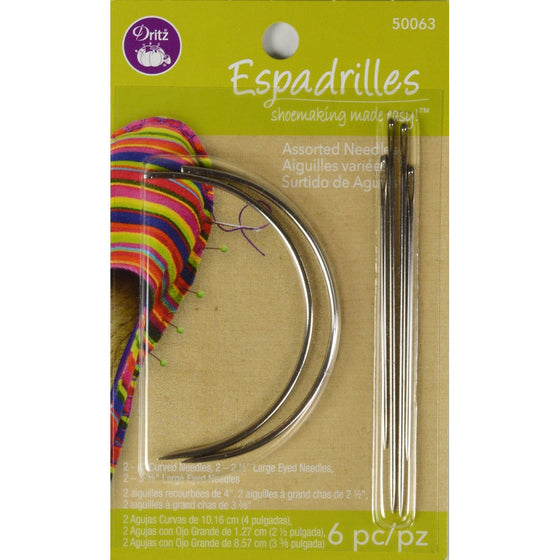 Dritz 50063 6 Count Espadrilles Needles, Assorted