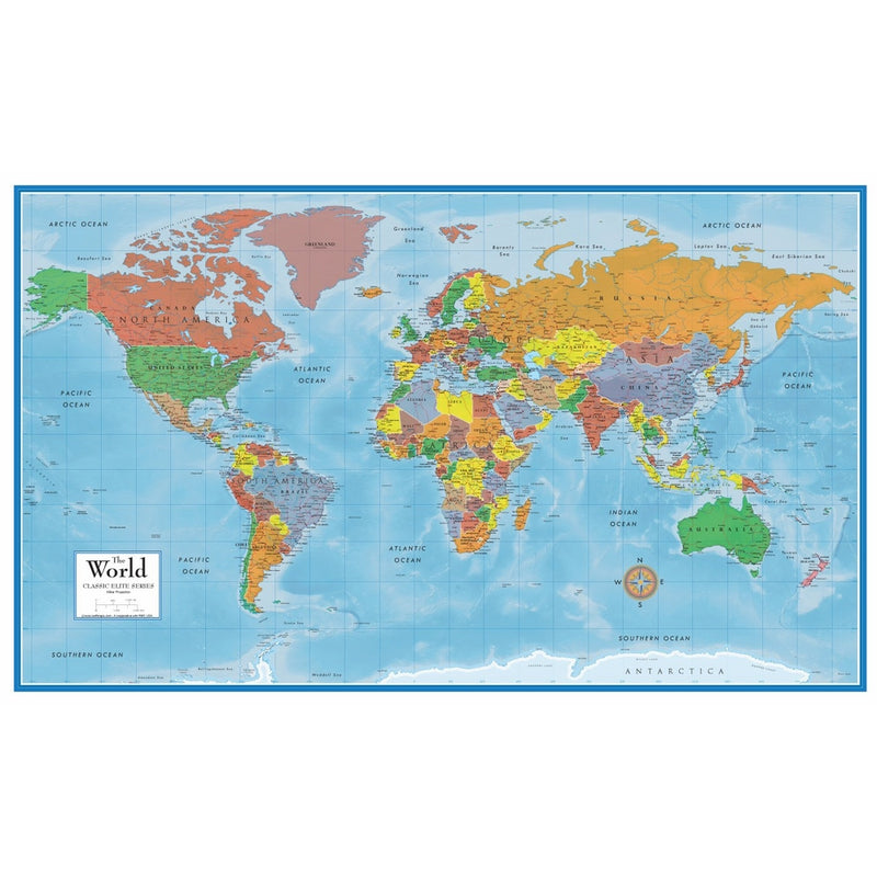 Swiftmaps World Premier Wall Map Poster Mural 24h x 36w