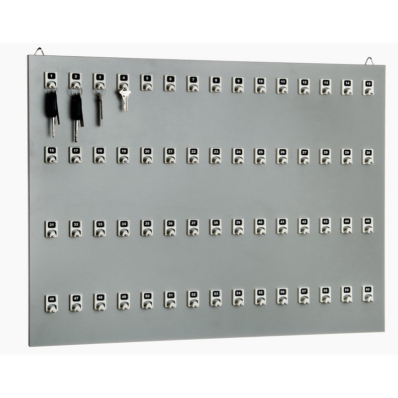 KEYSTAND # 60PGE, 60 Extra Space Numbered Hooks for Car Keys with Remote Control (60 Sets of Tag & Ring Included)