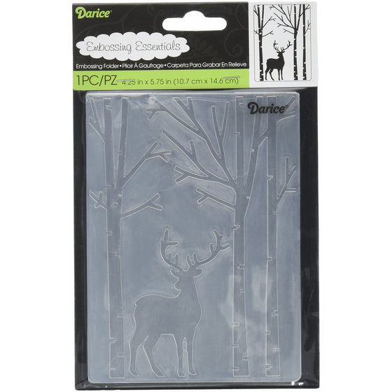 Darice 1219-425 Embossing Folder Deer In The Forest Paper Craft Supply