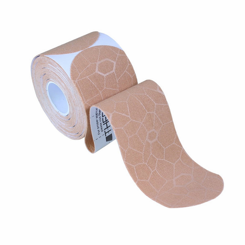 TheraBand Kinesiology Tape, Waterproof Physio Tape for Pain Relief, Muscle & Joint Support, Standard Roll with XactStretch Application Indicators, 2" X 10" Strips, 20 Precut Strips, Beige/Beige
