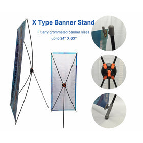 TheDisplayDeal X type Banner Stand Economy Grade for 24“X63" Size Grommeted Banner (2pcs24x63new)