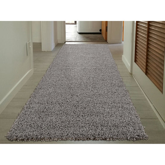 Sweet Home Stores Cozy Shag Collection Solid Shag Rug Contemporary Living & Bedroom Soft Shaggy Runner Rug, Grey