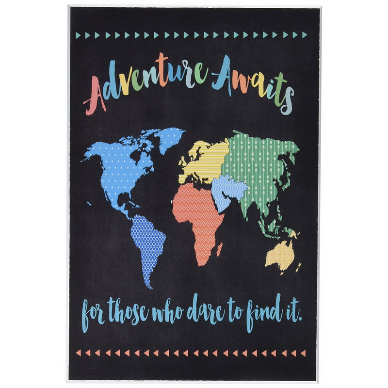 Stupell Home Décor Adventure Awaits World Map Wall Plaque Art, 10 x 0.5 x 15, Proudly Made in USA