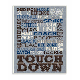 The Kids Room by Stupell Stupell Home Décor Football Typog Denim Feel Wall Plaque Art, 10 x 0.5 x 15, Proudly Made in USA