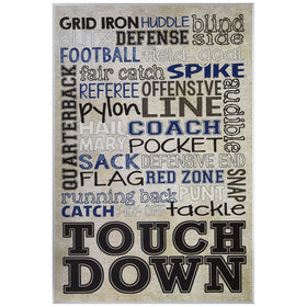 Stupell Home Décor Brown and Navy Football Typog Wall Plaque Art, 10 x 0.5 x 15, Proudly Made in USA