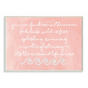 Stupell Home Décor Mermaid Life Inspiration Wall Plaque Art, 10 x 0.5 x 15, Proudly Made in USA