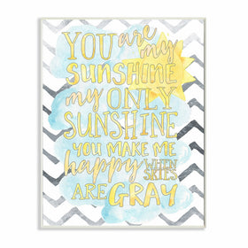 Stupell Home Décor You are My Sunshine Watercolors Chevron Wall Plaque Art, 10 x 0.5 x 15, Proudly Made in USA