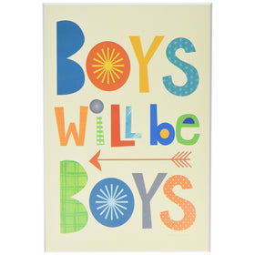 Stupell Home Décor Boys Will Be Boys Multi-Color with Arrow Wall Plaque Art, 10 x 0.5 x 15, Proudly Made in USA