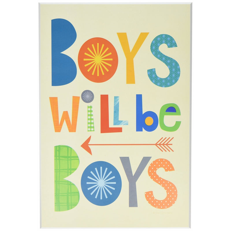 Stupell Home Décor Boys Will Be Boys Multi-Color with Arrow Wall Plaque Art, 10 x 0.5 x 15, Proudly Made in USA