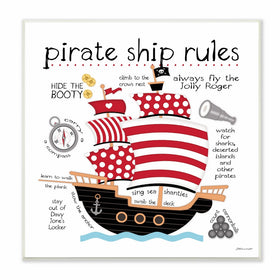 Stupell Home Décor Pirate Ship Rules Wall Plaque Art, 12 x 0.5 x 12, Proudly Made in USA