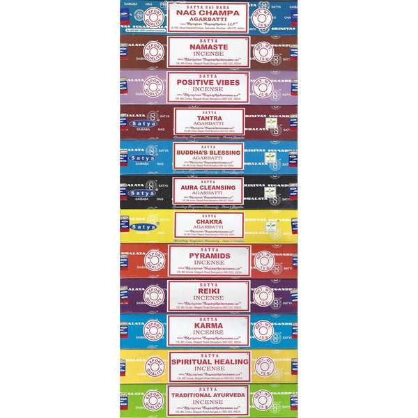 Set of 12 Nag Champa Namaste Positive Vibes Tantra Buddha Blessing Aura Cleansing Chakra Pyramids Reiki Karma Spiritual Healing Traditional Ayurveda by Satya