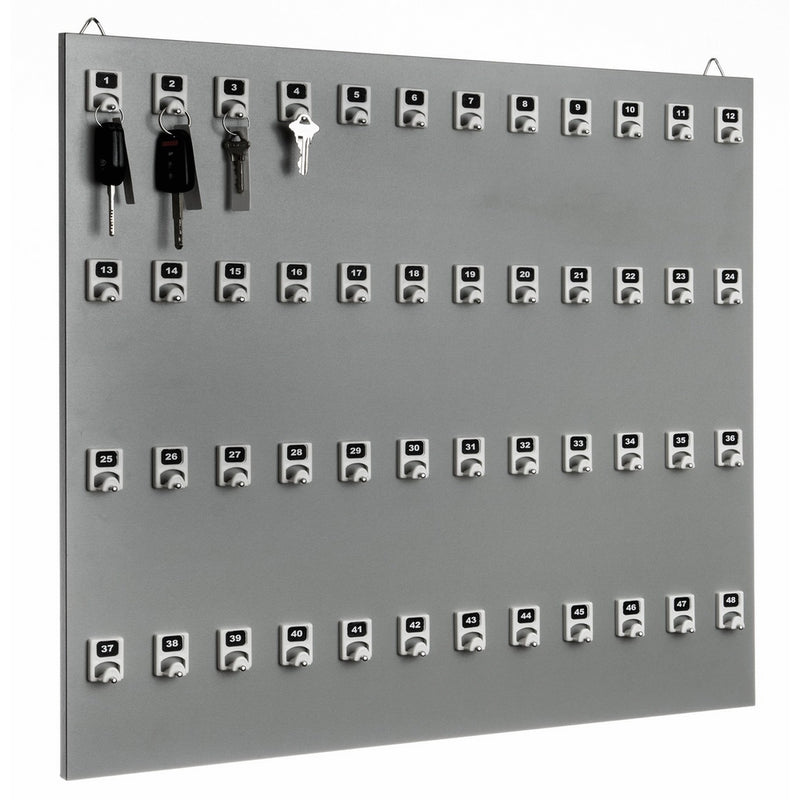 KEYSTAND # 48PWE with 48 Extra Space Numbered Hooks for Car Keys with Remote Control (48 Sets of Tag & Ring Included)