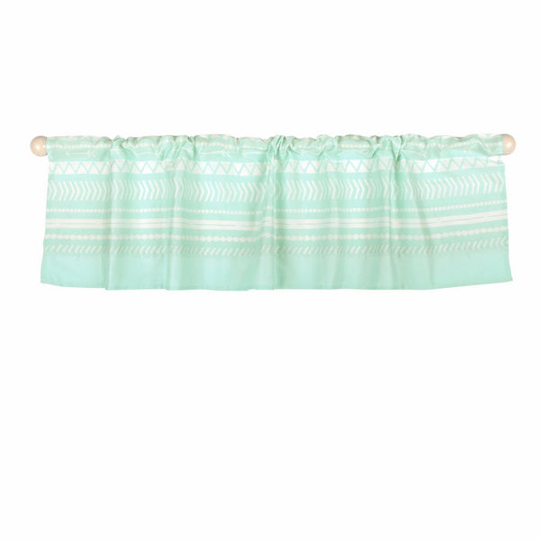 Mint Green Tribal Print Window Valance by The Peanut Shell - 100% Cotton Sateen