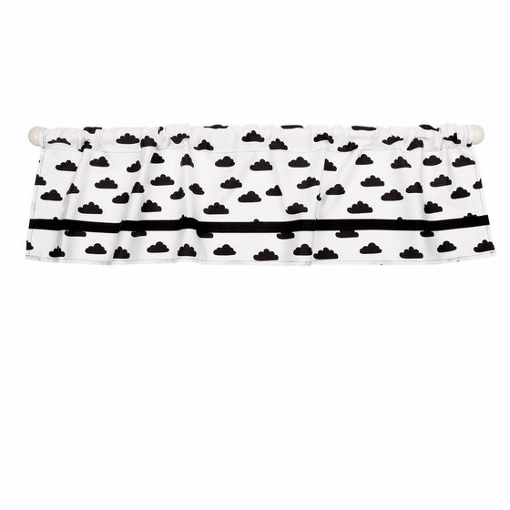 Black on White Cloud Print Tailored Window Valance by The Peanut Shell