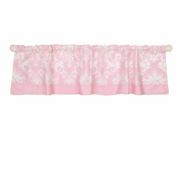 Pink Damask Print Window Valance by The Peanut Shell - 100% Cotton Sateen