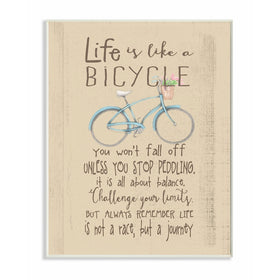 Stupell Home Décor Life is Like a Bicycle' Icon Inspirational Typography Wall Plaque Art, 10 x 0.5 x 15, Proudly Made in USA
