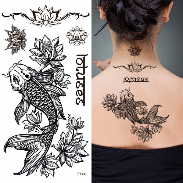 Supperb Temporary Tattoos - Fish & Lotus