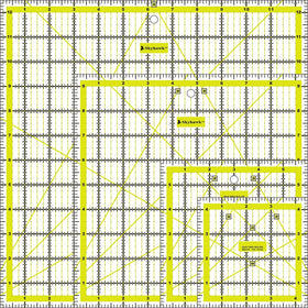 Skyhawk Acrylic Quilting Rulers Combo Pack of 4 Quilters Rulers - (12.5" X 12.5", 9.5" X 9.5", 6" X 6", 4.5" X 4.5")