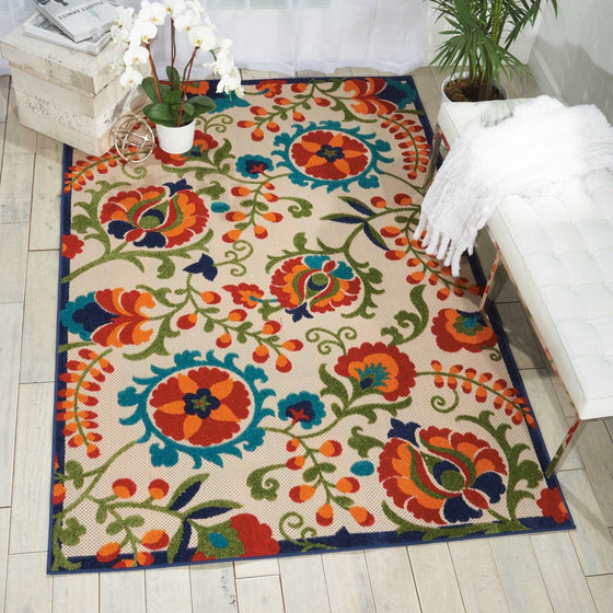 Nourison Aloha ALH17 Multicolor Indoor/Outdoor Area Rug 5 feet 3 Inches by 7 Feet 5 Inches, 5'3" X7'5