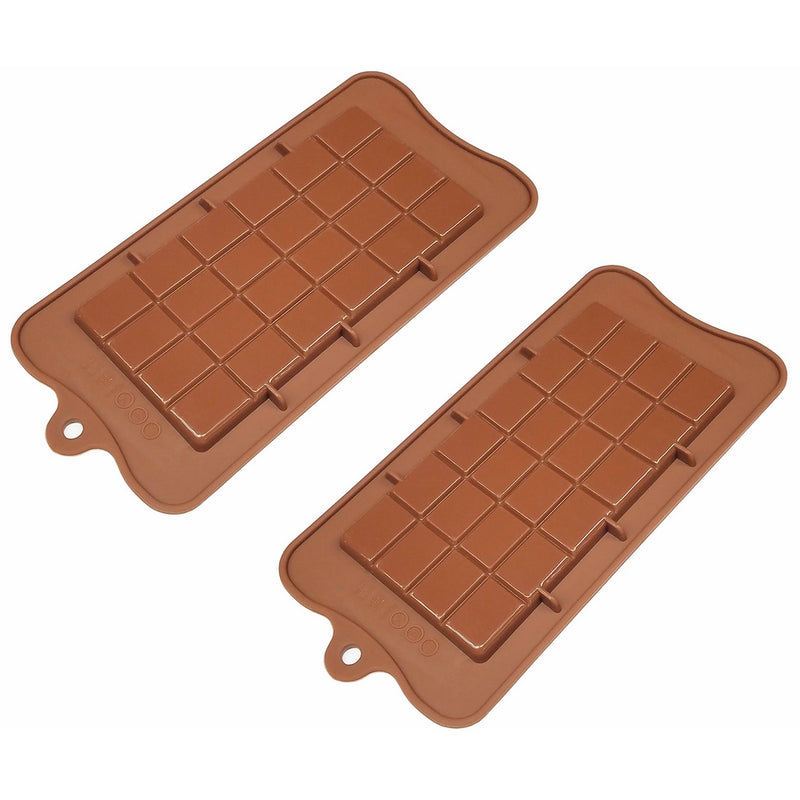 TYH Supplies Set of 2 Food Grade Non Stick Premium Silicone Break Apart Chocolate, Candy, Ice Cube, Baking, Protein and Energy Bar Molds Also for Soap Bars Mold Candybar Form