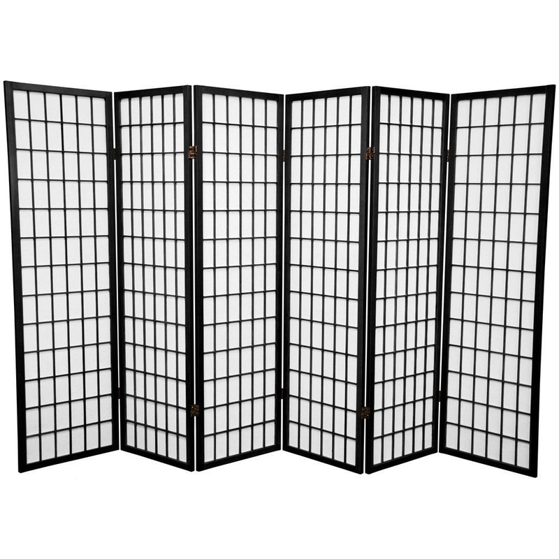 Panel Shoji Screen Room Divider 6 Panel Black