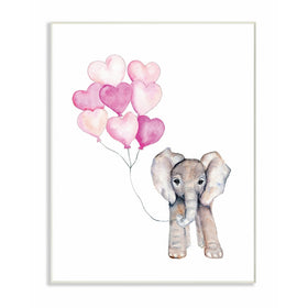 The Kids Room by Stupell Baby Elephant with Pink Heart Balloons Wall Plaque Art, 10 x 15