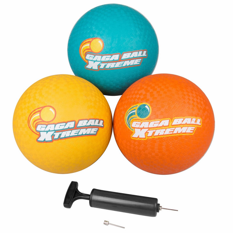 SCS Direct Gaga Playground Balls 3pk (8.5 inches) with Air Pump - Durable Rubber, Lightweight and Great for Dodgeball, Kickball, Gagaball Official Play