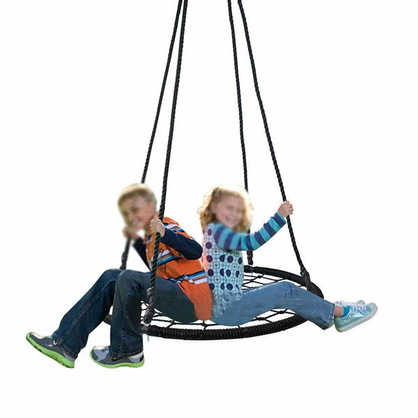 SUPER DEAL 40'' Spider Web Tree Swing Net Swing Platform Rope Swing 71" Detachable Nylon Rope Swivel, Max 600 Lbs, Extra Safe and Durable, Fun for Kids