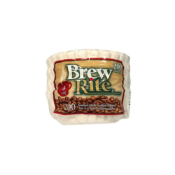 Brew Rite NA 4 Cup Coffee Basket Disposable Filters 200 ct