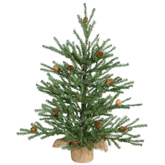 Vickerman Carmel Pine Tree with Pine Cones & 294 PVC Tips In Burlap Base, 18"