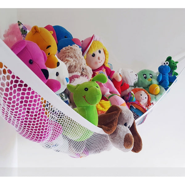 Stuffed Animal Hammock - TIDY TOYS Quickly, DELUXE Jumbo Toy Hammock, Lge White Pet Net 72 X 48 X 48 inch Hanging Nursery Organizer, Kids Room Storage, Teens Or Adults Gear – By Viva Jumbo Toy Hammock