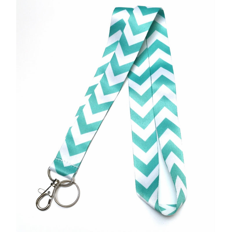 WigsPedia Chevron Neck LANYARDs Keychain for Key / ID Holder (Navy Dark Blue / White Chevron) ... (Turquoise Teal / White Chevron)