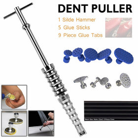 WHDZ Car Dent Puller, Auto Body Dent Removal Tools Kit Silde Hammer with 9 Pcs Glue Puller Tabs Glue Sticks Hail Damage Remaol Kit for Car Body Dent Repair