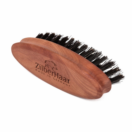 ZilberHaar Pocket Beard Brush – 100% Boar Bristles with Firm Natural Hair – Best Beard and Skin Care for Men and Beard Grooming – Pocket Size and Travel Friendly – German Quality