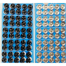 YOYOSTORE 50 Black and 50 Silver Tone Metal Press Studs Buttons Card 10MM Snap Closing Fasteners Dress Coat Titch Twitch Sew On Doll Baby Buttons Pewter Craft Rapid Rivet Making Poppers Tool