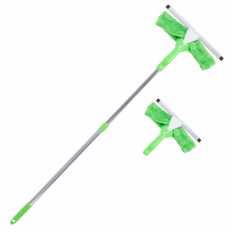 Super Squeegee Window Washer – The Original 3 in 1 Professional Window Squeegee Set - 2 Window Squeegees with Microfiber Scrubbers and Extension Pole – for Windows, Glass, and Auto