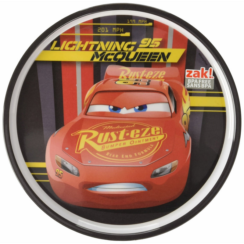 Zak Designs CRSG-0353 Cars 3 8in Melamine Rimmed Plate, Multicolor