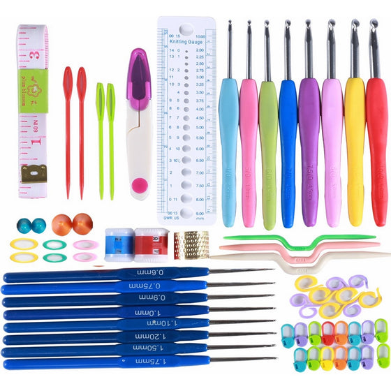 64 Pieces 16sizes Crochet Hook Set Needles Stitches knitting Craft Case crochet set Yoker Weave Yarn Set