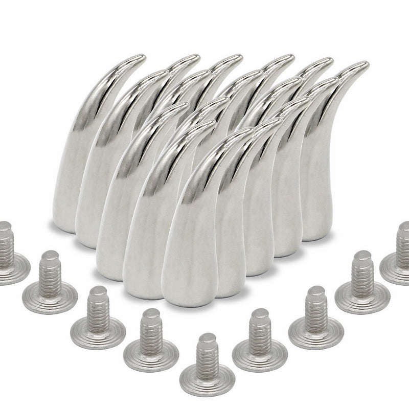 WIWAPLEX 50 sets 21mm Punk Rock Cat Claw Studs and Spikes Metal Screw Back Leather-craft DIY (Silver)