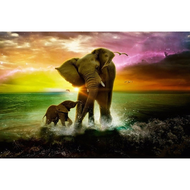 Yumeart 5D Diy Diamond Painting Kits Diamond Embroidery The Elephant Cross Stitch Handmade Crafts 30x40cm(12x16")
