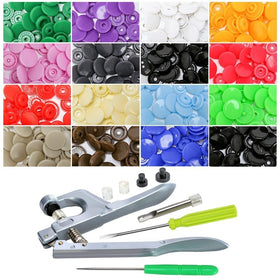 Buttons Snap and Snap Pliers Set,World 9.99 Mall 150Pcs T3 T5 T8  Professional-Grade Baby Clothing Snaps with 15-Color and Snap Starter for Sewing and Crafting and for Bibs Cloth Diapers Clothing