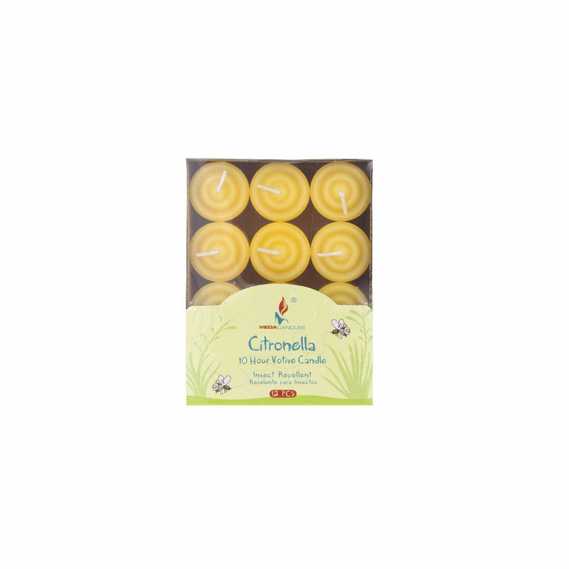 Mega Candles 12 pcs Citronella Votive Candle | Hand Poured Paraffin Wax Candles 8 Hours Candle | Bug Repellent Candles For Indoor And Outdoor Use | Everyday Candles For Mosquitoes And Insects