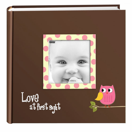 Pioneer Photo Albums EV-246FB/O 200-Pocket Baby Owl Printed Designer Frame Cover Photo Album, Pink