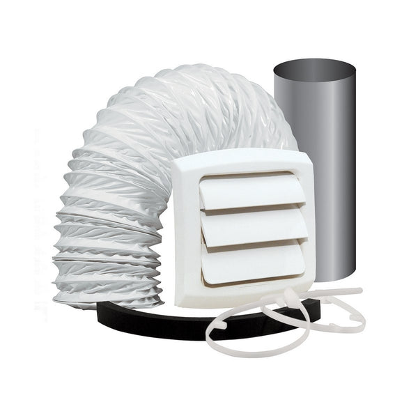 Dundas Jafine EXWTZW Bathroom Fan Vent Kit with 4 inch x 5' Vinyl Duct, Wall Style